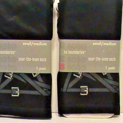 2 pairs nobo no boundaries med over knee sock stockings black FREE SHIP #D27